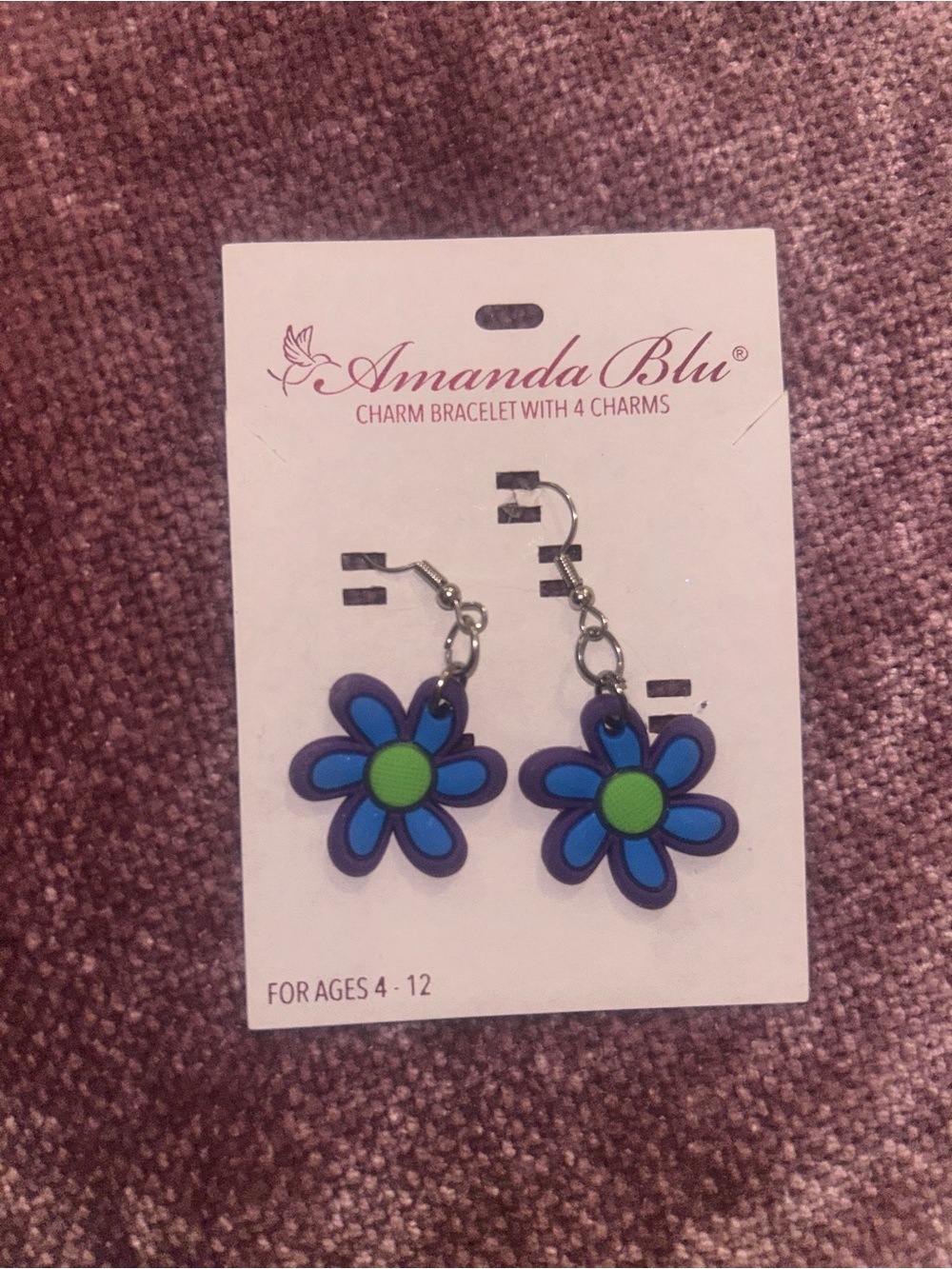 Girls' Blue Flower Drop Earrings